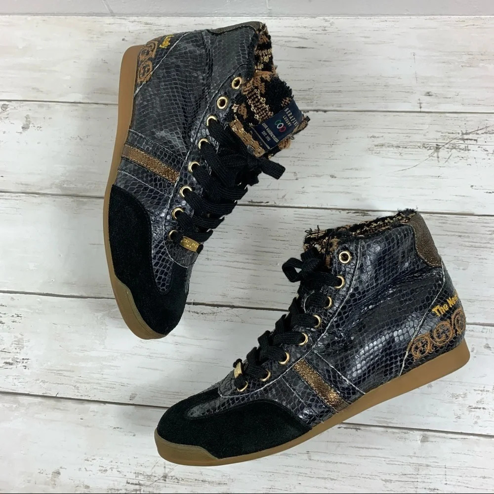 Serafini Luxury Sneakers Snake High Top Wedge 38